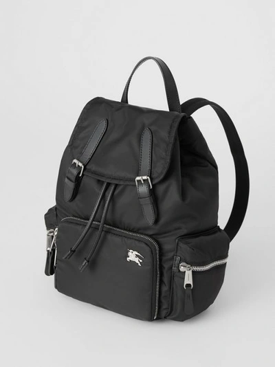 Shop Burberry The Medium Rucksack In Nylon And Leather In Black