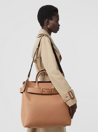 Shop Burberry The Large Leather Triple Stud Belt Bag In Light Camel