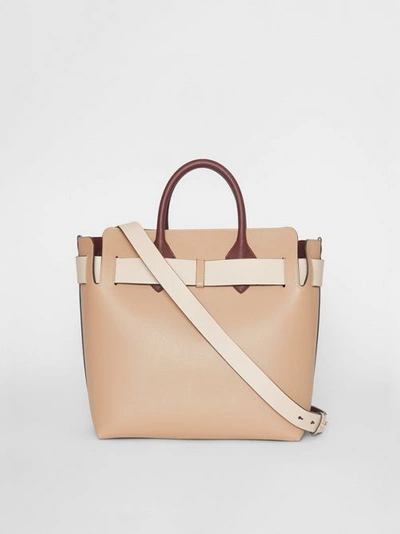 Shop Burberry The Medium Tri-tone Leather Belt Bag In Limestone/pale Drift