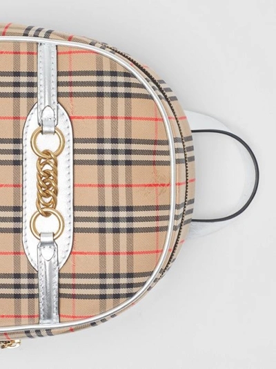 Shop Burberry The 1983 Check Link Backpack In Silver