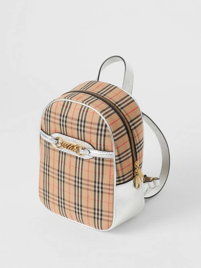 Shop Burberry The 1983 Check Link Backpack In Silver