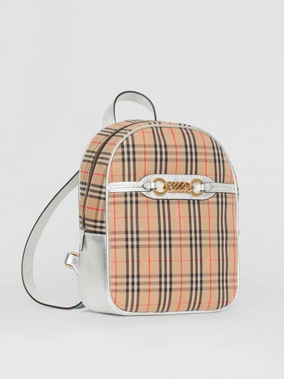 Shop Burberry The 1983 Check Link Backpack In Silver