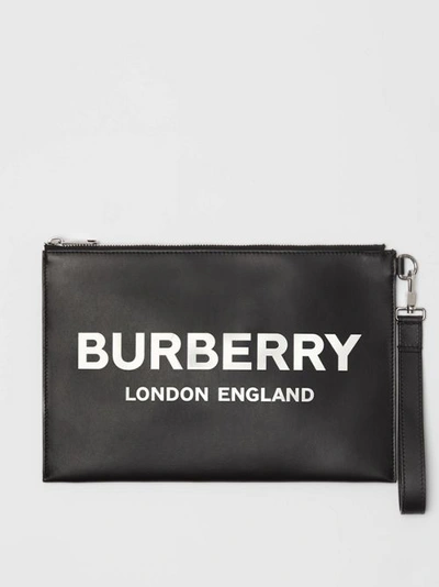 Shop Burberry Logo Print Zip Pouch In Black