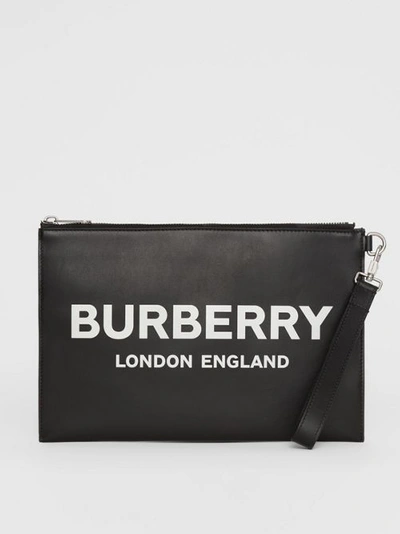 Shop Burberry Logo Print Zip Pouch In Black