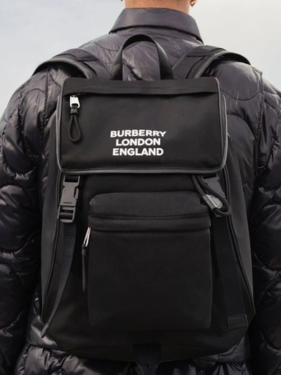 Shop Burberry Logo Print Econyl® Backpack In Black