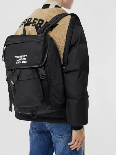 Shop Burberry Logo Print Econyl® Backpack In Black