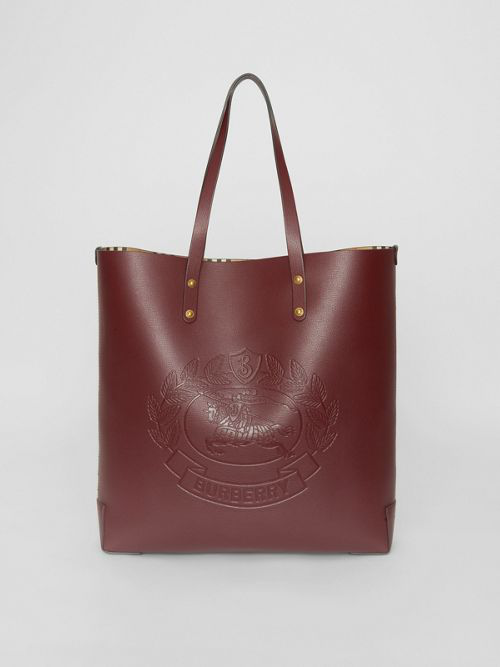 burberry large embossed crest leather tote