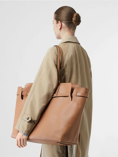 Shop Burberry The Large Soft Leather Belt Bag In Light Camel