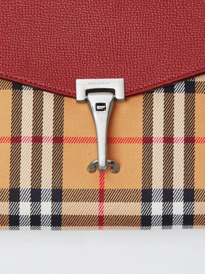 Shop Burberry Small Vintage Check And Leather Crossbody Bag In Crimson