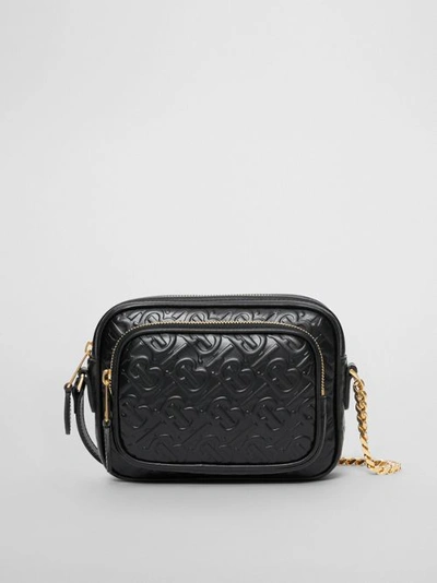 Shop Burberry Monogram Leather Camera Bag In Black