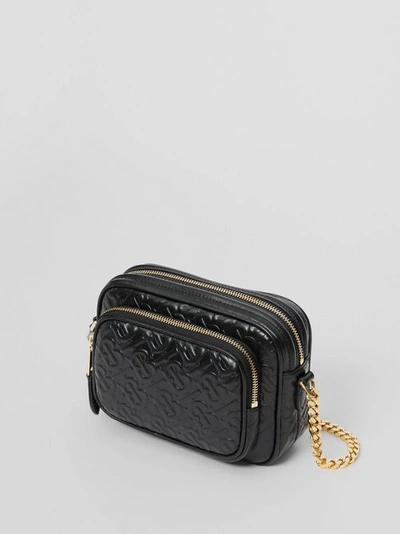 Shop Burberry Monogram Leather Camera Bag In Black