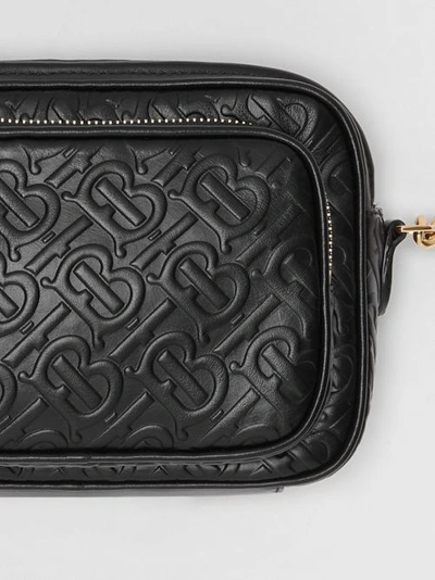 Shop Burberry Monogram Leather Camera Bag In Black