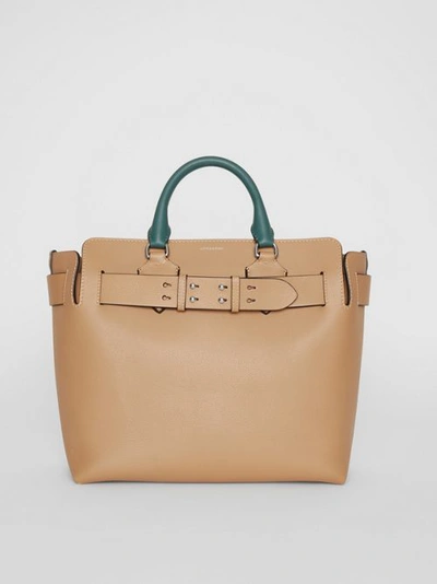 Shop Burberry The Medium Tri-tone Leather Belt Bag In Light Camel