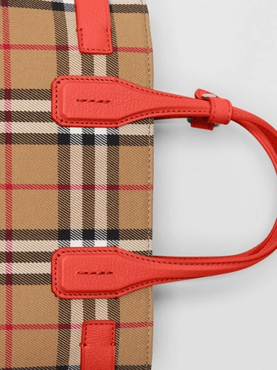 Shop Burberry The Small Banner In Vintage Check And Leather In Bright Red