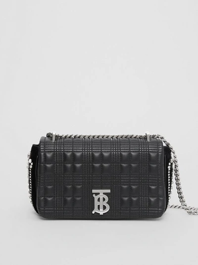 Shop Burberry Small Crystal Detail Quilted Lambskin Lola Bag In Black