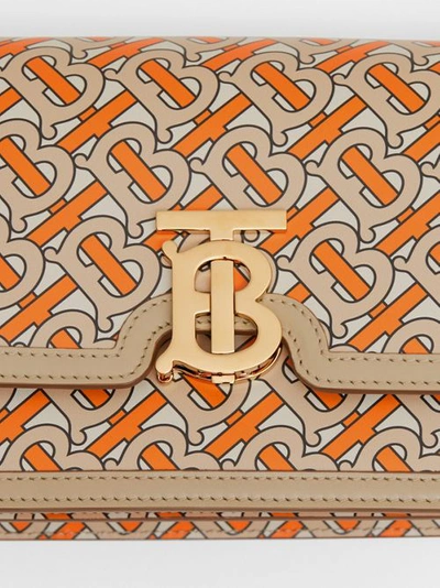 Shop Burberry Small Monogram Print Leather Tb Bag In Bright Orange