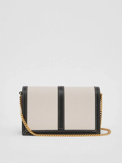 Shop Burberry Mini Canvas And Leather Tb Envelope Clutch In Tan