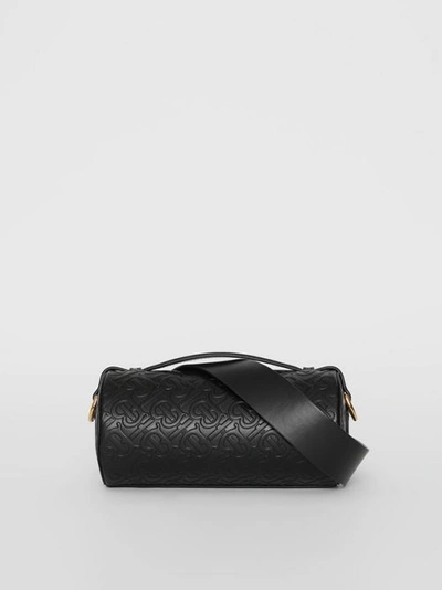 Shop Burberry The Monogram Leather Barrel Bag In Black