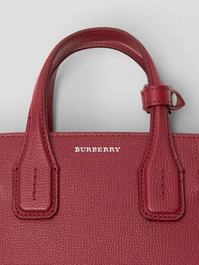 Shop Burberry The Baby Banner In Leather And Vintage Check In Crimson