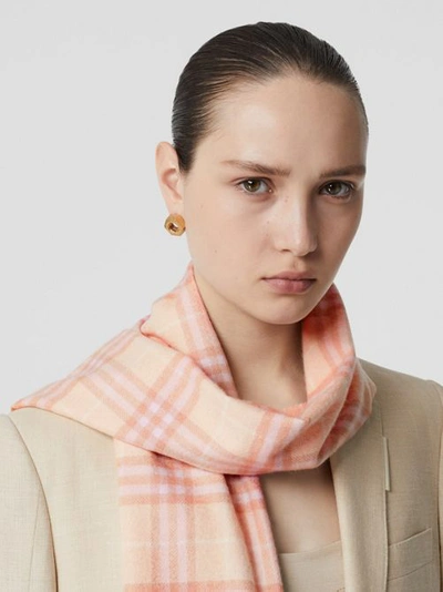 Shop Burberry The Classic Vintage Check Cashmere Scarf In Dusty Pink