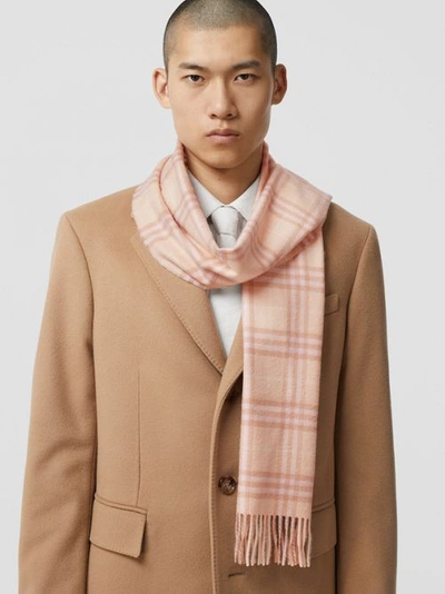 Shop Burberry The Classic Vintage Check Cashmere Scarf In Dusty Pink