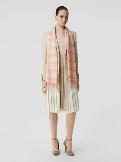 Shop Burberry The Classic Vintage Check Cashmere Scarf In Dusty Pink