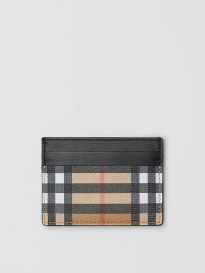 Shop Burberry Vintage Check Leather Card Case In Black