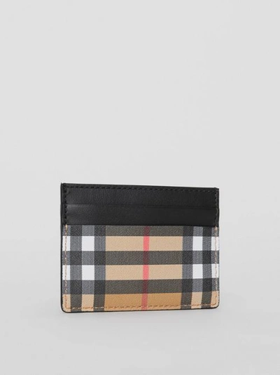 Shop Burberry Vintage Check Leather Card Case In Black