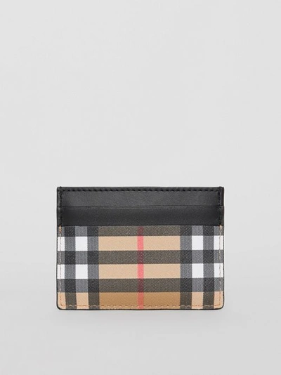 Shop Burberry Vintage Check Leather Card Case In Black