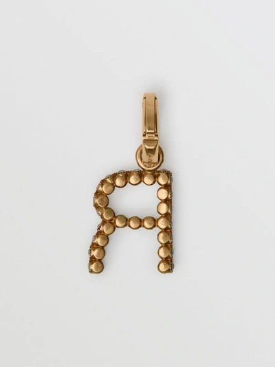 Shop Burberry Crystal ‘r' Alphabet Charm