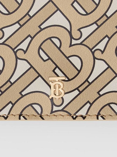 Shop Burberry Small Monogram Print Leather Folding Wallet In Beige