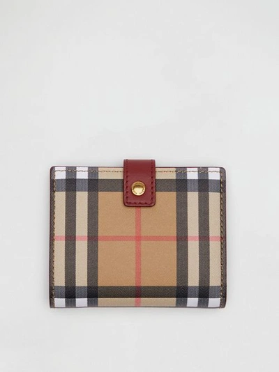 Shop Burberry Vintage Check And Leather Folding Wallet In Crimson