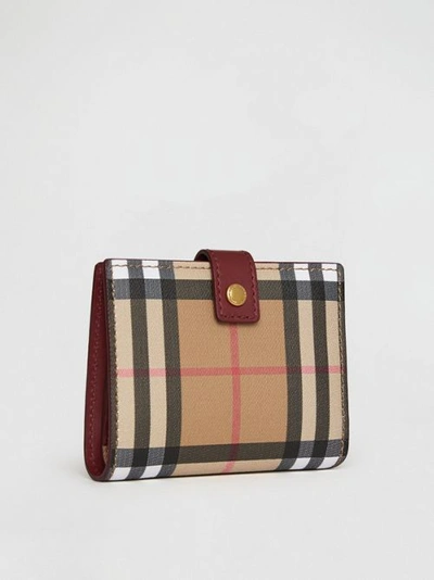 Shop Burberry Vintage Check And Leather Folding Wallet In Crimson