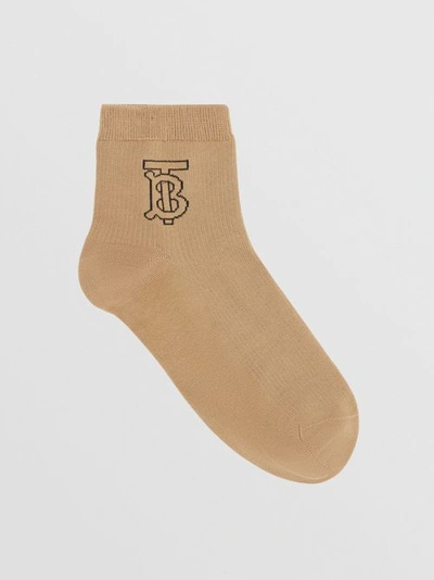 Shop Burberry Monogram Intarsia Socks In Archive Beige