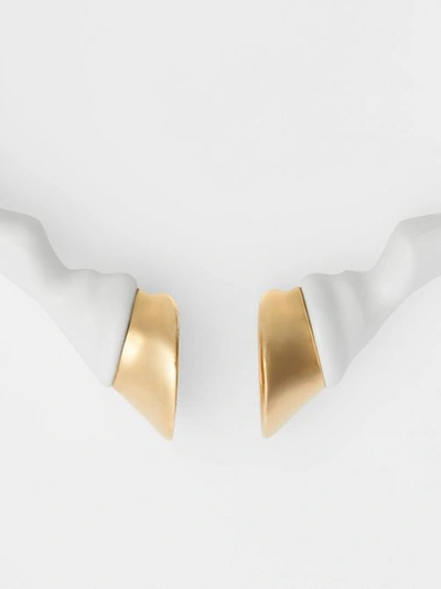 Shop Burberry Resin And Gold-plated Hoof Cuff In White/light Gold