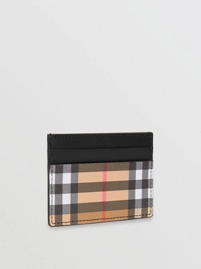 Shop Burberry Vintage Check And Leather Card Case In Black