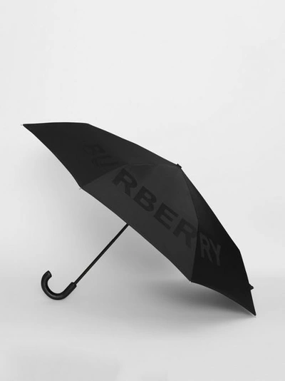 Shop Burberry Kingdom Print Folding Umbrella In Black