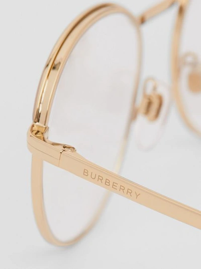 Shop Burberry Gold-plated Round Optical Frames In Nude Gold