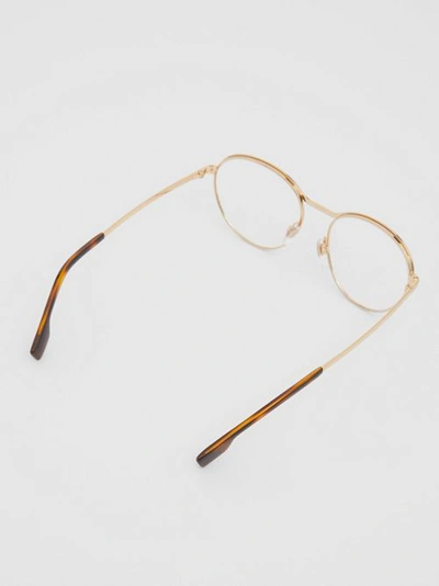 Shop Burberry Gold-plated Round Optical Frames In Nude Gold