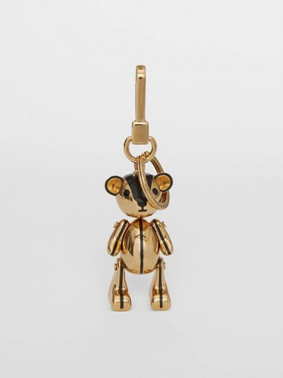 Shop Burberry Gold-plated Thomas Bear Charm In Black/light Gold