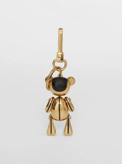 Shop Burberry Gold-plated Thomas Bear Charm In Black/light Gold