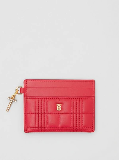 Shop Burberry Monogram Motif Quilted Lambsk In Bright Red