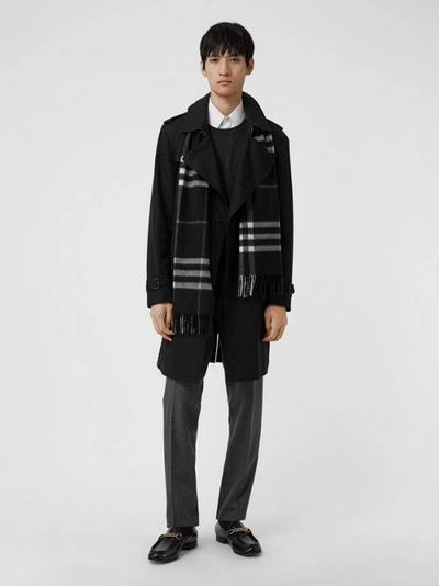 Shop Burberry The Classic Check Cashmere Scarf In Black Check