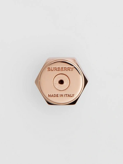 Shop Burberry Crystal Charm Rose Gold-plated Nut And Bolt Earrings In Rose Gold/palladium