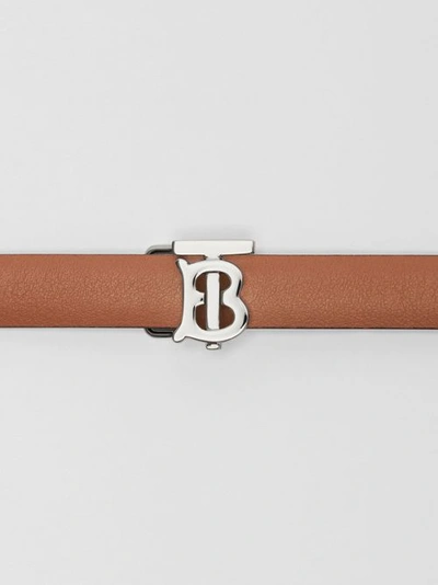 Shop Burberry Reversible Monogram Motif Leather Wrap Belt In Malt Brown/black