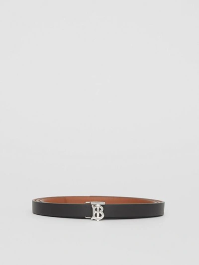 Shop Burberry Reversible Monogram Motif Leather Wrap Belt In Malt Brown/black