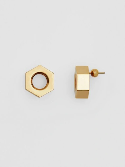 Shop Burberry Gold-plated Nut Earrings In Light Gold