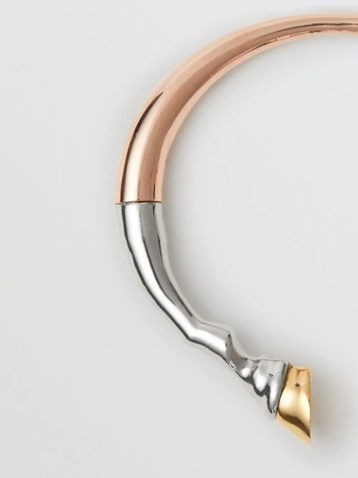 Shop Burberry Rose Gold And Palladium-plated Hoof Cuff In Rose Gold/palladium/light Gold