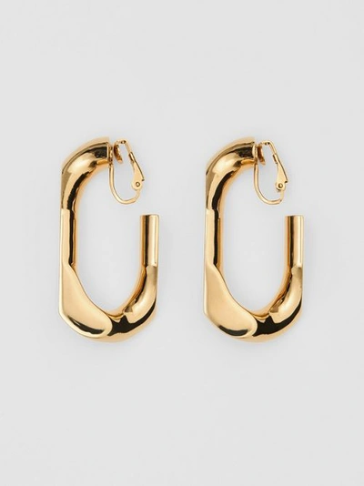 Shop Burberry Large Gold-plated Chain Link Earrings In Light Gold
