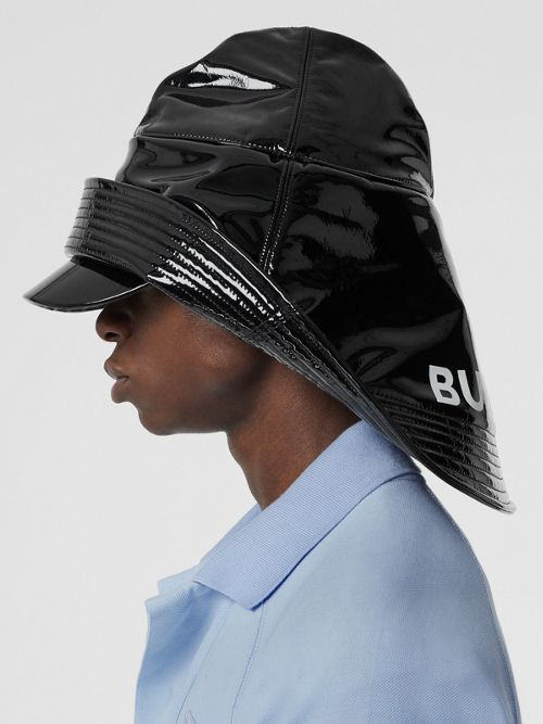 Burberry Logo Print Rain Hat In Black | ModeSens
